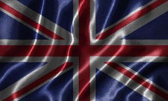 papel tapiz de la bandera del Reino Unido y bandera ondeante de la tela. foto