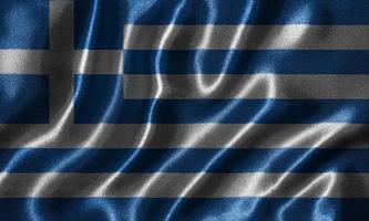 papel pintado de la bandera de Grecia y bandera ondeando por la tela. foto
