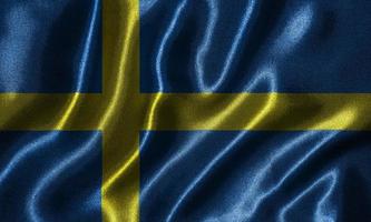 Wallpaper by Sweden flag and waving flag by fabric. photo