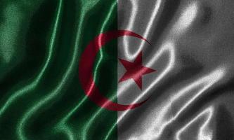 Wallpaper by Algeria flag and waving flag by fabric. photo