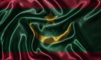 Wallpaper by Mauritania flag and waving flag by fabric. photo