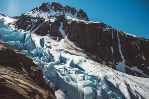 scenery on mountains and the glacier Svartisen landscape in Norway photo