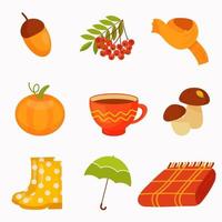 Autumn set of elements in a flat style. vector