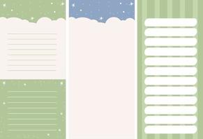 set of vertical templates - planner organizer, to-do list, notes vector