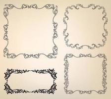 Page decor element set. Decorative frame floral line vignette border vector