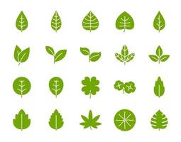 Simple Various shape leaf glyph icons set. vector