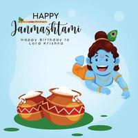 Happy janmashtami banner design template vector