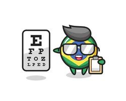 Ilustración de la mascota de la insignia de la bandera de Brasil como oftalmólogo vector