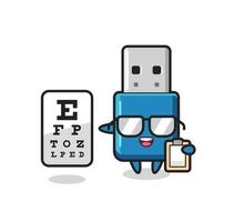 Ilustración de la mascota de la unidad flash USB como oftalmólogo vector