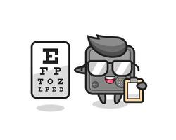 Ilustración de la mascota de la caja de seguridad como oftalmólogo. vector