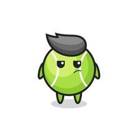 cute tennis ball character with suspicious expression vector