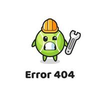 error 404 con la mascota linda pelota de tenis vector