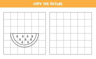 Copy the picture of watermelon slice. Logical game for kids. vector