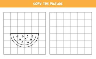 Copie la imagen de la rodaja de sandía. juego de lógica para niños. vector