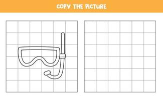 Copy the picture of diving mask. Logical game for kids. vector