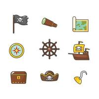 colección de iconos piratas vector