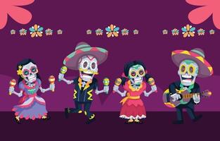 Dia De Los Muertos Characters Set vector