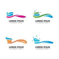 Cepillo de dientes con diseño de plantilla de vector de icono de logotipo de pasta de dientes