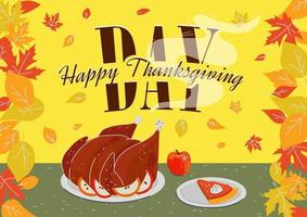 Thanksgiving Day holiday poster. Traditional autumn family celebration vector