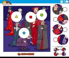 match pieces game for kids with cartoon vampire characters vector