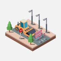 Asphalt road isometric illustrated on background vector