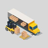 Isometric warehouse illustrated on background vector