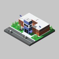 Isometric police station illustrated on background vector