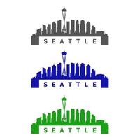 Seattle skyline illustrated on white background vector