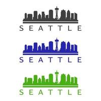 Seattle skyline illustrated on white background vector