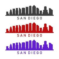 San Diego Skyline ilustrado sobre fondo blanco. vector