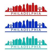 Philadelphia skyline illustrated on white background vector