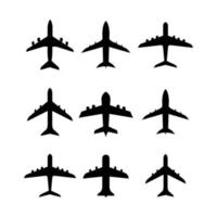 Conjunto de aviones ilustrados sobre un fondo blanco. vector