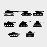 conjunto de tanque ilustrado sobre fondo blanco vector