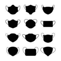 Set of illustrated covid masks on white background vector