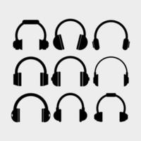 Juego de auriculares musicales ilustrados sobre un fondo blanco. vector