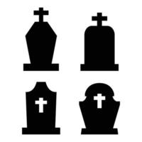 Set of illustrated gravestones on white background vector