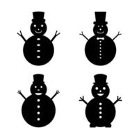 Set of snowmen illustrated on white background vector