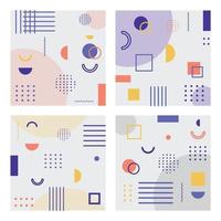 Abstract 4 piece backgrounds with different geometric shapes vector