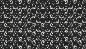 Halloween Day of dead Chalk board ink vector pattern banner Ghost