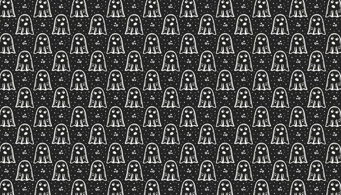 Halloween Day of dead Chalk board ink vector pattern banner Ghost