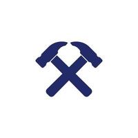 carpenter icon with crossed hammers vector