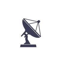 satellite dish, antenna vector icon on white