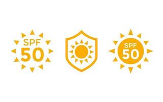 UV, sun protection, SPF 50 vector icons on white