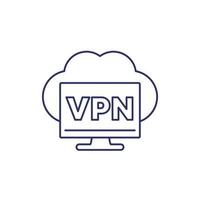 VPN service line icon on white vector