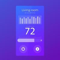 thermostat app mobile ui design, vector template