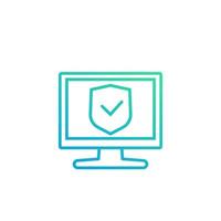 cyber security icon with pc vector