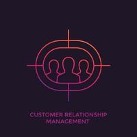 CRM, customer relationship management linear icon vector