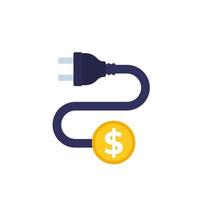 electricity costs icon with electrical plug on white vector