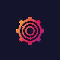 Integration icon, gear and arrow with gradient vector