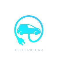 electric car with plug, EV vector icon